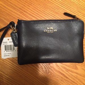 Coach Leather Wristlet Midnight Blue/Navy - New!